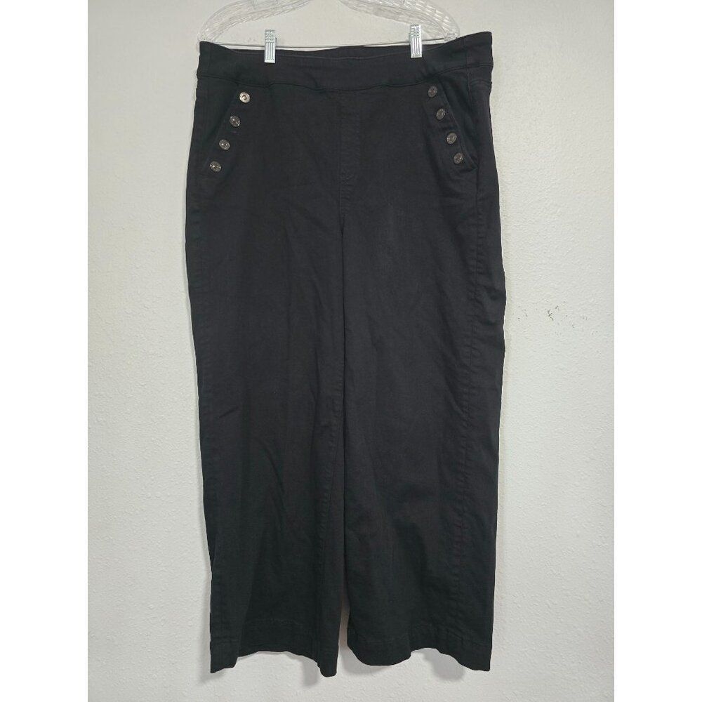 Chicos Pull On Wide Leg Ankle Jean Black Size 16R